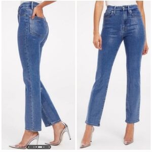 Good American Good Classic High Rise  Jeans Blue Snakeskin Size 10/30